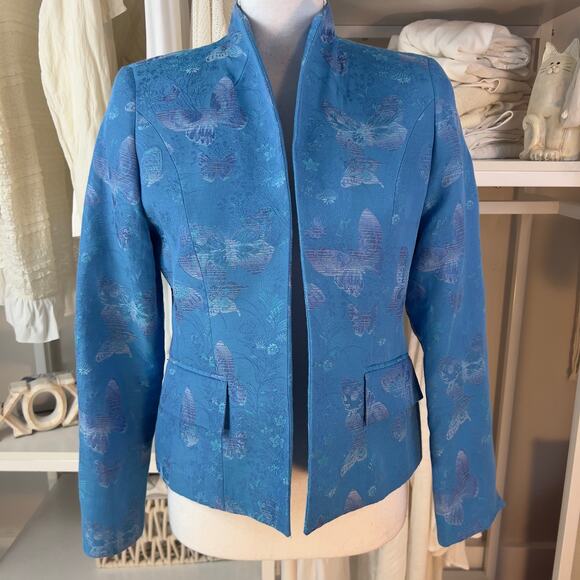 Austin Reed Jackets & Blazers - Austin Reed Petites women's size 4 blue blazer jacket, butterflies, #1834